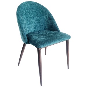Phoenix dining Chair Upholstered in Stylish Blue/Green Fabric on Timber Look Steel Frame